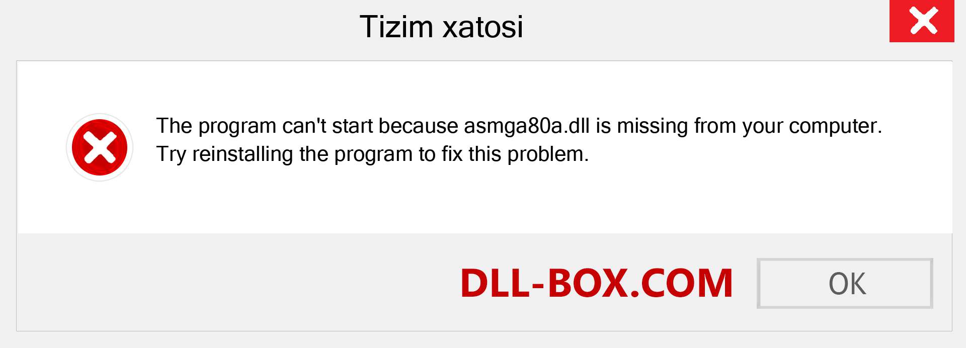 asmga80a.dll fayli yo'qolganmi?. Windows 7, 8, 10 uchun yuklab olish - Windowsda asmga80a dll etishmayotgan xatoni tuzating, rasmlar, rasmlar